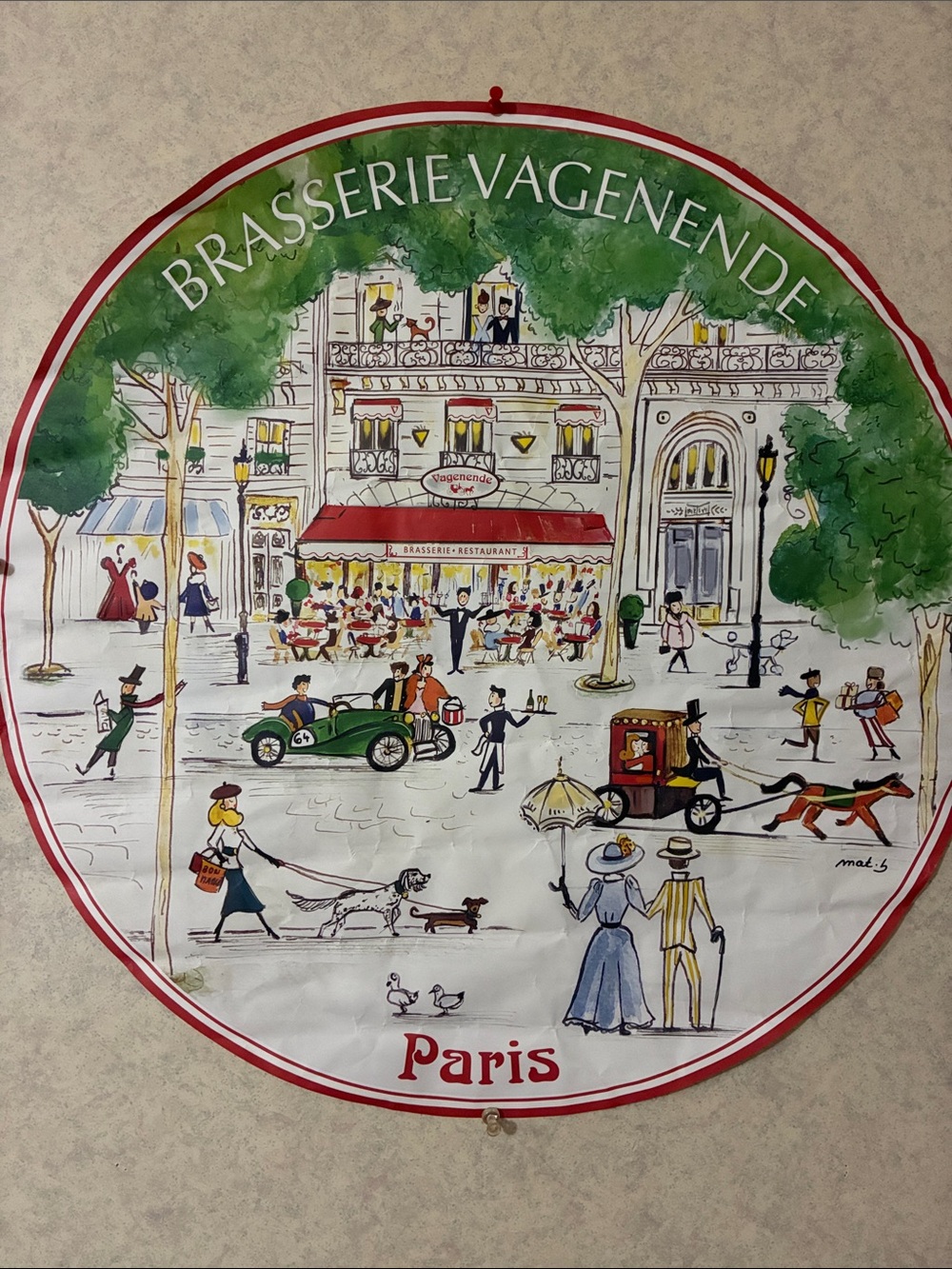 Paris Brasserie Wall Art - Red, Green, White
